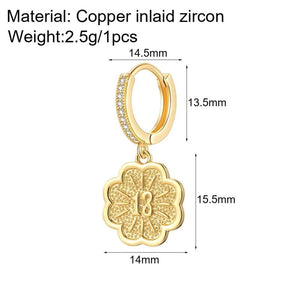 Religious Evil Eye Dangle Earring Copper Pave CZ Flower Hand Jewelry