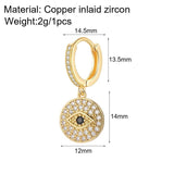 Religious Evil Eye Dangle Earring Copper Pave CZ Flower Hand Jewelry