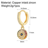 Religious Evil Eye Dangle Earring Copper Pave CZ Flower Hand Jewelry