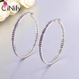 Multicolor Crystal Stainless Steel Sliver Hoop Earrings