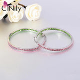 Multicolor Crystal Stainless Steel Sliver Hoop Earrings