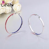 Multicolor Crystal Stainless Steel Sliver Hoop Earrings