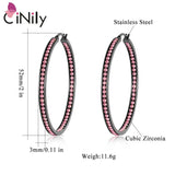 Multicolor Crystal Stainless Steel Sliver Hoop Earrings
