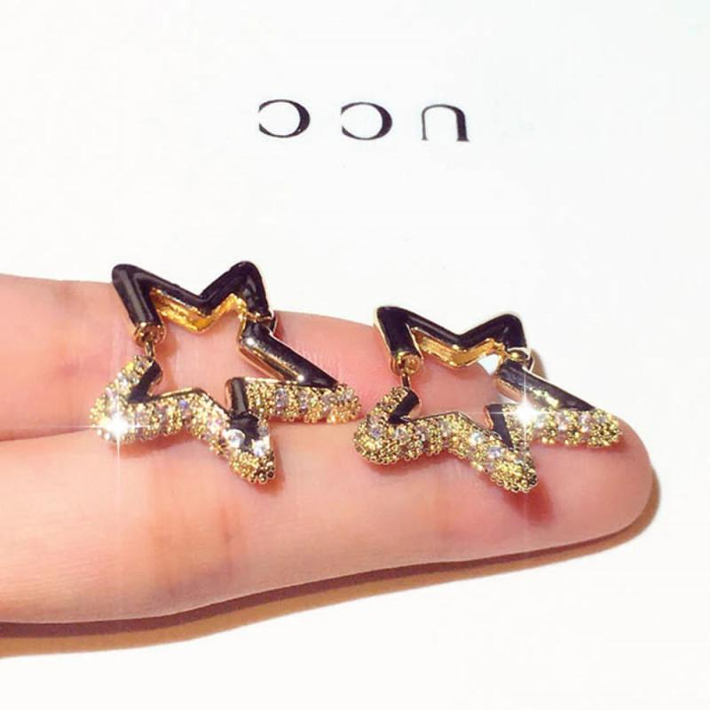Gold-Color Zircon Earrings Wholesale