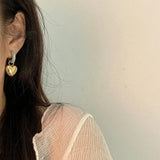 Silver Metal Zirco Pentagram Love Heart Earrings