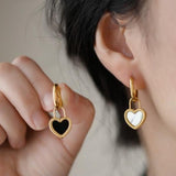 Silver Metal Zirco Pentagram Love Heart Earrings