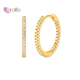 925 Silver Circle Earrings Crystal Huggie Daily Hoops