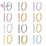 925 Silver Circle Earrings Crystal Huggie Daily Hoops
