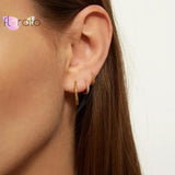 925 Silver Circle Earrings Crystal Huggie Daily Hoops