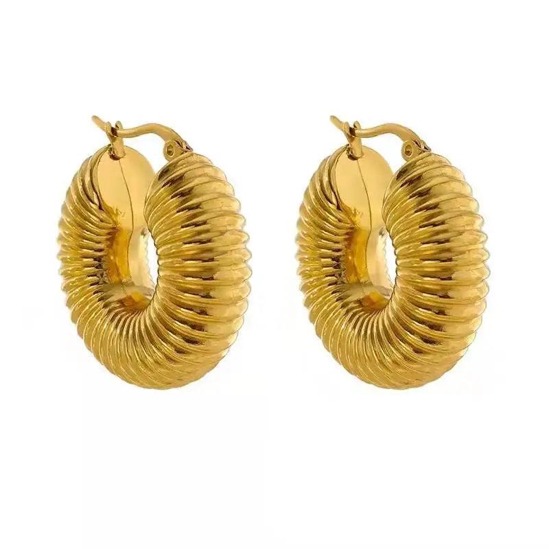Chunky Hoop Earrings for Women Stainless Steel Geometric Metal Accessories