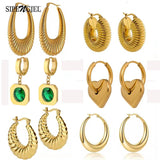 Chunky Hoop Earrings for Women Stainless Steel Geometric Metal Accessories