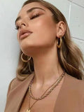 Chunky Hoop Earrings for Women Stainless Steel Geometric Metal Accessories