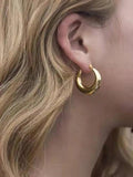 Chunky Hoop Earrings for Women Stainless Steel Geometric Metal Accessories