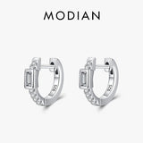 Sparkling Hoop Earrings Clear Zirconia 925 Sterling Silver Wedding Jewelry