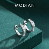 Sparkling Hoop Earrings Clear Zirconia 925 Sterling Silver Wedding Jewelry