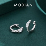 Sparkling Hoop Earrings Clear Zirconia 925 Sterling Silver Wedding Jewelry