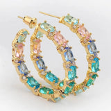 Multicolor CZ Hoop Earrings for Women Bridal Gift