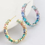 Multicolor CZ Hoop Earrings for Women Bridal Gift