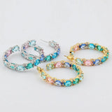Multicolor CZ Hoop Earrings for Women Bridal Gift