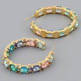 Multicolor CZ Hoop Earrings for Women Bridal Gift