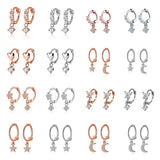 925 Silver Zircon Charm Hoop Earrings Women Fine Jewelry