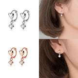 925 Silver Zircon Charm Hoop Earrings Women Fine Jewelry