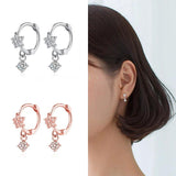 925 Silver Zircon Charm Hoop Earrings Women Fine Jewelry
