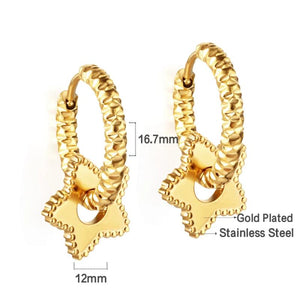 Heart Pendant Huggie Earrings Plated Hoops with Charm Drop Earrings