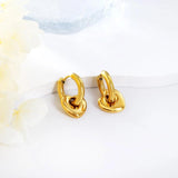 Heart Pendant Huggie Earrings Plated Hoops with Charm Drop Earrings