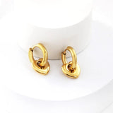 Heart Pendant Huggie Earrings Plated Hoops with Charm Drop Earrings