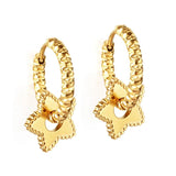 Heart Pendant Huggie Earrings Plated Hoops with Charm Drop Earrings