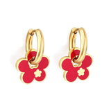 Heart Pendant Huggie Earrings Plated Hoops with Charm Drop Earrings