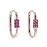 Colorful CZ Geometric Rectangle Huggie Hoop Earring