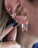 Colorful CZ Geometric Rectangle Huggie Hoop Earring