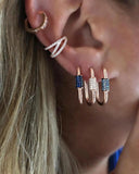 Colorful CZ Geometric Rectangle Huggie Hoop Earring