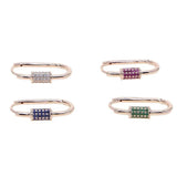 Colorful CZ Geometric Rectangle Huggie Hoop Earring