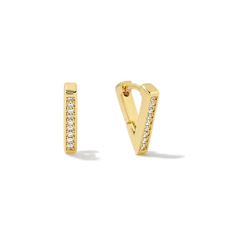 Sterling Silver Zircon Triangle Punk Style Hoop Earrings Brincos