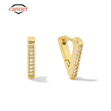 Sterling Silver Zircon Triangle Punk Style Hoop Earrings Brincos
