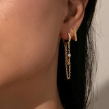 Sterling Silver Zircon Triangle Punk Style Hoop Earrings Brincos
