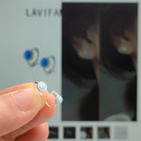 Colorful Synthetic Opal Mini Ear Buckle Ear Bone Earrings 925 Sterling Silver