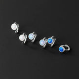 Colorful Synthetic Opal Mini Ear Buckle Ear Bone Earrings 925 Sterling Silver