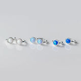 Colorful Synthetic Opal Mini Ear Buckle Ear Bone Earrings 925 Sterling Silver