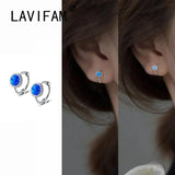 Colorful Synthetic Opal Mini Ear Buckle Ear Bone Earrings 925 Sterling Silver