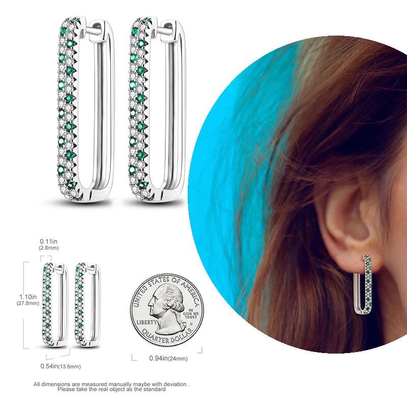 925 Silver Moon & Sun Hoop Earrings Zircon Gift