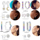 925 Silver Moon & Sun Hoop Earrings Zircon Gift