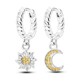 925 Silver Moon & Sun Hoop Earrings Zircon Gift