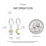 925 Silver Moon & Sun Hoop Earrings Zircon Gift