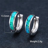 Green Opal Stone Earrings Classic Silver Hoop Dainty Bridal Wedding