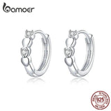 925 Silver Heart Hoop Earrings Wedding Jewelry SCE777