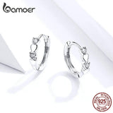 925 Silver Heart Hoop Earrings Wedding Jewelry SCE777